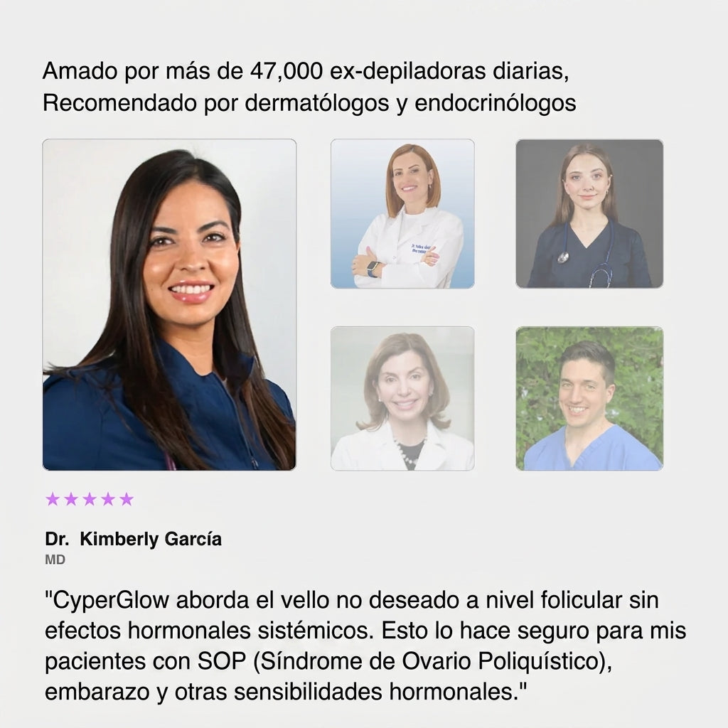 CyperGlow® Elimina el crecimiento del vello no deseado.